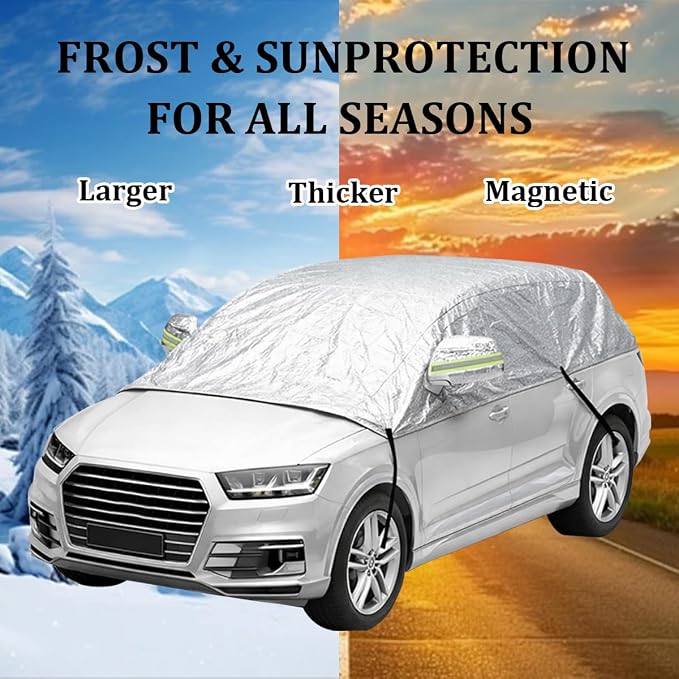 Car Windshield Snow Cover, 7-Layer Thickened Windproof Waterproof Windscreen Snow LCE Frost Protection, Automotive Exterior Windshield Ice Cover, Universal for Vehicles (39 × 33.9'')