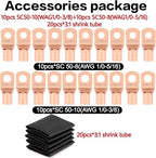 0 Gauge Wire 40FT (20Ft Black+20Ft Red) Copper Clad Aluminum(CCA),0 Gauge Battery Cable Wire,20pcs Lugs Terminal Connectors,20PCS Heat Shrink Tubing for Primary Wiring,Winch Wiring,Inverter Cables