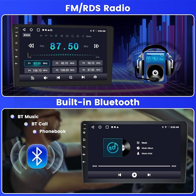 4G 128G for Mitsubishi Lancer 2007-2012 Radio CarPlay 10.1" Incell Touchscreen Car Stereo Android 15 Android Auto Bluetooth 5.0 GPS WiFi 15UI Backup Camera