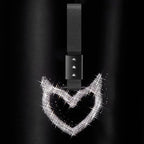 Bling Car Accessories Bling Heart Handle Ring Car Accessory for Women Heart Hand Strap Drift Charm Rear Bumper Warning Ring Decor for auto Bus Interior Exterior Decoration(White,Devil Style)