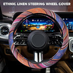 Boho Steering Wheel Cover, Steering Wheel Cover Women, 15 inch Hippie Style Protector Covers, Universal Ethnic Flax Cloth Car Accessories Universal for SUV Van Truck (Hippie-C)