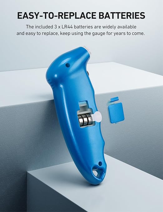 Digital Tire Pressure Gauge 0-150PSI Calibrated to ANSI B40.7 +/-1PSI, Accurate in 0.1 Increments, Tire Repair Tools 4 Pressure Measurements for Car Truck with Backlight LCD, Blue