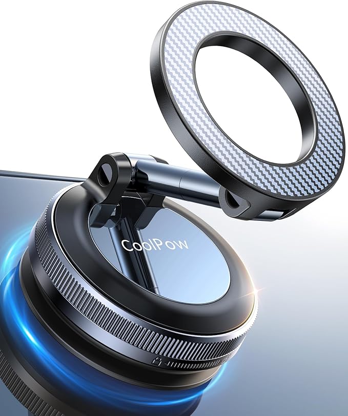 【Newest Vacuum Magnetic Phone Holder for Car Phone Holder Mount【Movable Vacuum Suction】Magsafe Car Mount Cell Phone Holders for Your Car Accessories for Women Men for iPhone 17 16-Carbon Fiber
