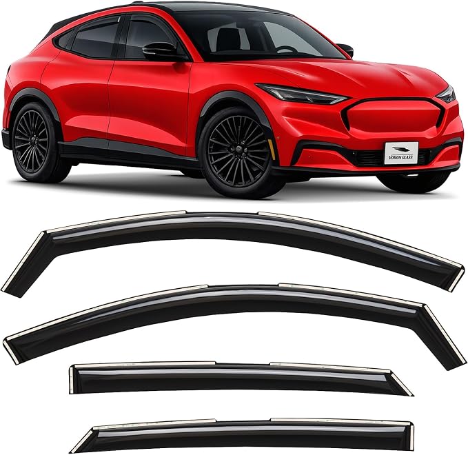 Voron Glass in-Channel Extra Durable Rain Guards for Ford Mustang Mach E 2021-2026, Window Deflectors, Vent Window Visors, 4 Pieces - 200806