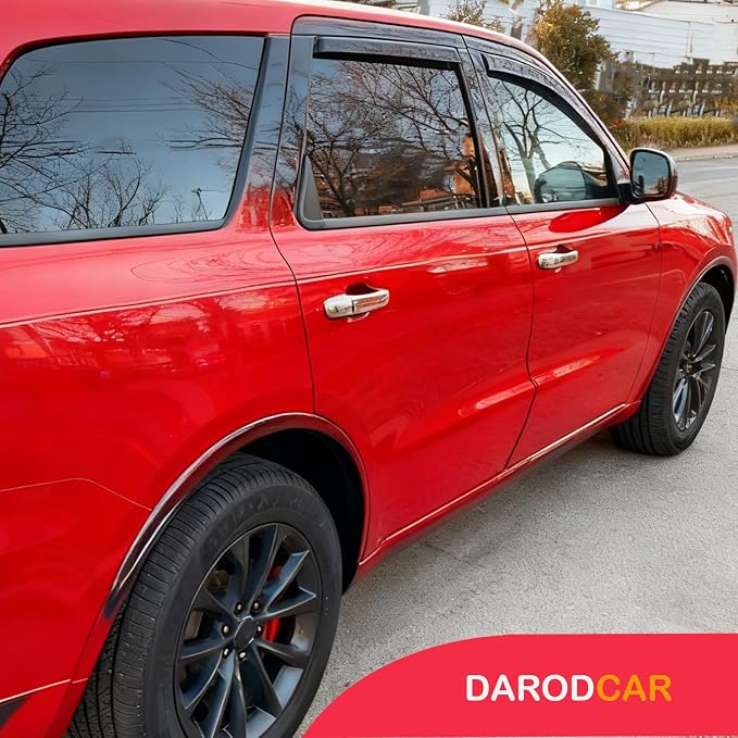 in-Channel Rain Guards Window Visors for Dodge Durango 2011-2026 Inside Front Rear Window Vent Deflectors Sun Shade Wind Visor Car Accessories, Dark Smoke