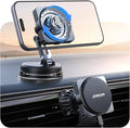 for MagSafe Car Mount Charger, [Smart Fingerprint-Touch Rotation] 15W MagSafe Wireless Car Charger[Vacuum & Gel 360° Base] Air Vent Dashboard Set for iPhone 17 16 15 14 13 12 Series, Black
