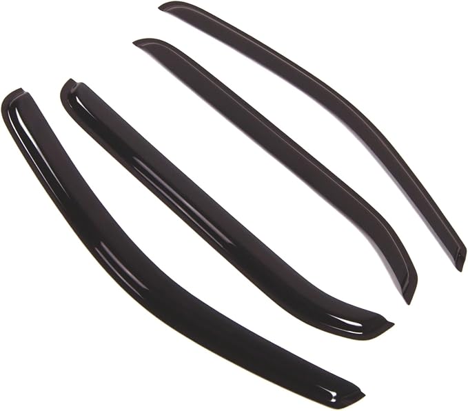 WD2-362 Dark Smoke 4 Pcs Set Window Visor (Outside Mount) Deflector Rain Guard Compatible with 2005-2016 Nissan Xterra