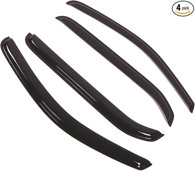 Outside Mount Window Vent Visors Rain Guards Compatible with Nissan Xterra 2005-2016 | Side Window Wind Deflectors Rain Shields | Black Tinted, 4 Pcs Set, BGWV-362