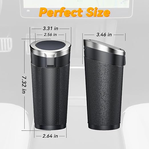 Car Trash Can Bin with Lid, Leakproof Garbage Can for Vehicle, Mini Trash Bin with 90 Attached Trash Bags, Easy to Clean Cup Holder Trash Can for Car, Home, Office