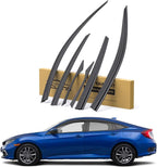 Rain Guards Compatible with Honda Civic Sedan LX Sport Touring EX-L 2016 2017 2018 2019 2020 2021, Durable Tape-on 2016-2021 Civic Side Window Rain Guard, Window Deflectors 6 PCS