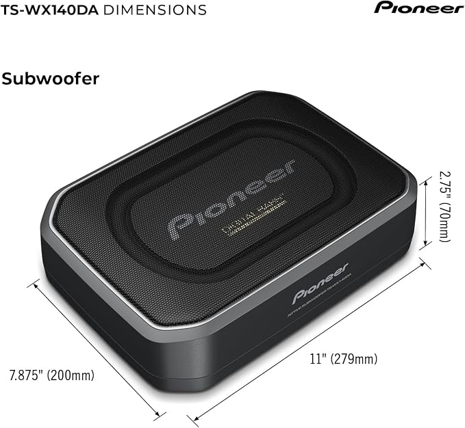 TS-WX140DA 8” x 5-1/4” Compact Active Subwoofer with Built in Amplifier, 170 Watts Max Power, EV Optimized Sub, 3 Listening Modes – Deep, Dynamic and Natural for Enhanced Car Audio