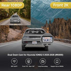 Front 2K+Rear 1080P Dash Cam Adapts for Hyundai Ioniq 5 2025-2026 (7 Vents/HD2-Ni000) & 2025 Ioniq 5 N, OEM Style, Dual HD Video, WiFi & APP, Loop Recording, G-Sensor, Easy to Use, 64GBCard