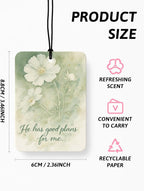 Retro Green Floral Bow Butterfly Christian Car Air Freshener 4 Pcs, Girly Religious Hanging Air Freshener for Cars Closet Drawer Books, Christian Car Accessories Mirror Decor for Women