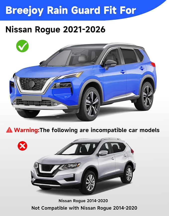 in-Channel Rain Guards Fit for Nissan Rogue 2021 2022 2023 2024 2025 Window Rain Guards Visors Vent Visors Window Deflector Vent Shades Car Accessories -4 pcs