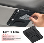 Car Sun Visor Organizer, Premium Leather Sun Visor Sunglass Holder with Card Holders & Pen Clip Slot, Universal Car Interior Organizer for Driving License, Card, Pen (Black)