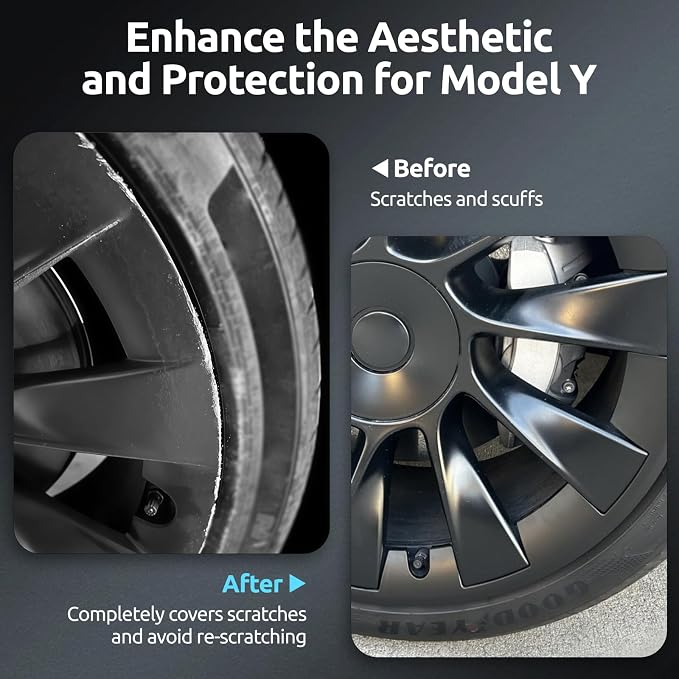 Wheel Rim Protector for Tesla Model Y 20 Inch Induction Wheels All-in-one Car Tire Trim Rings Rim Case Hubcaps Wheel Cover 2020-2024 Model Y Accessories