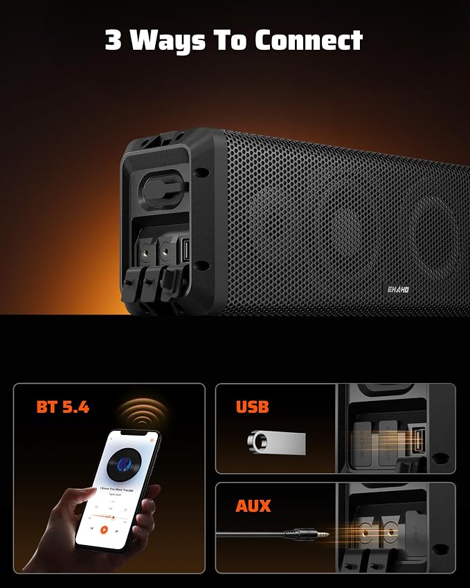 17 Inch UTV Sound Bar, IP66 Waterproof Bluetooth Golf Cart Sound Bar, ATV SoundBar with RGB Lighting, Amplified Powersports SXS SoundBar, UTV Speakers Compatible with Polaris RZR Can-Am