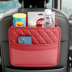 Mandark Car Seat Back Organizer, PU Leather Automotive Backseat Hanging Storage Pocket, Multipurpose Vehicle Travel Essentials Accessories for Kids & Adults, Universal for Most Cars (Red)