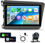 6+128G Car Stereo for Honda Civic 2012 2013 2014 2015 8Core Wireless Carplay Android Auto,9" IPS Touch Screen Radio, Android/GPS/WiFi/FM AM RDS/32EQ/BT5.0/SWC/Backup Camera for Honda Civic Radio