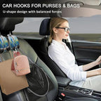 2PCS Car Seat Back Storage Headrest Hooks, Floral Blue Purse Holder Bags Hanger, PU Leather Double Metal Hook for Backseat Organizer, Women Car Accessories Organization