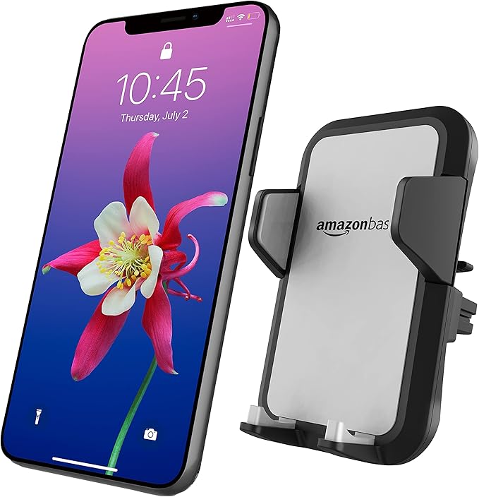 Universal Portable Smartphone Holder for Car, Air Vent Mount, 360° Rotation, Easy to Install, One-Handed Release, Adjustable and Secure, Grey