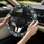 Car Steering Wheel Cover, 15 Inch Soft Breathable Steering Wheel Protector for Women Men, Universal Fit for SUV Sedan Van Truck, Aztec Geometric Horse Gray Teal