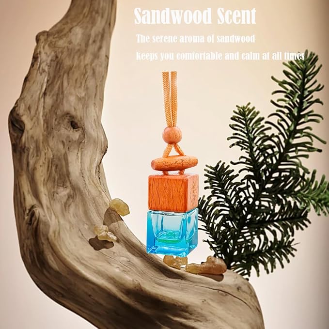 ikeda fragrance Car Air Freshener 8ml Nature Scents | 45-Days Long-Lasting Fragrance | Automotive Hanging Diffuser Bottles | Remove Auto Odor Fresh Air for Men Home Deodorizer (1pcs, Sandalwood)