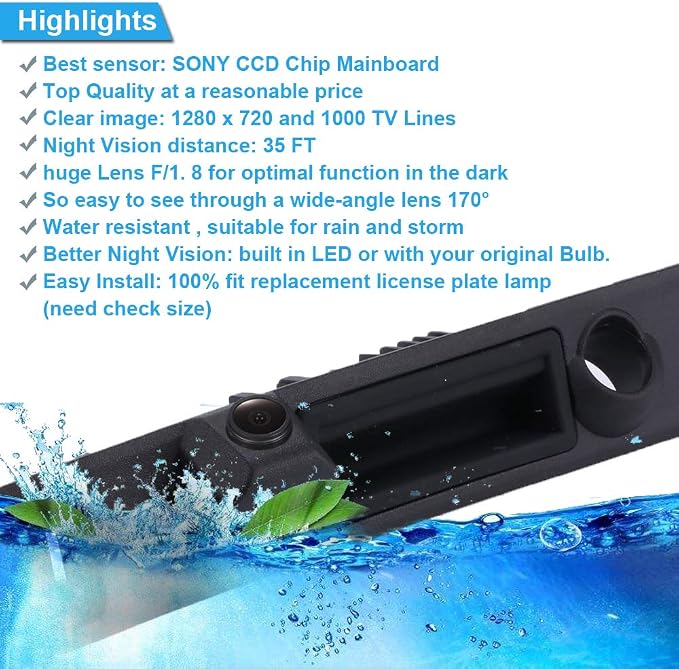 Super HD vehicle camera 1280x720 pixels 1000 TV line Car Parking Camera Night Vision Reverse Waterproof Trunk Handle back rear view camera for Audi A4 B6 B7 A3 A6 Avant Kombi S3 S6 A8 S8 RS4 RS6 A5 Q7