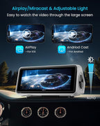 Portable Apple Carplay Screen for Car, Touch Screen with Wireless Android Auto, Car Audio Receivers with Voice Control, Mirror Link, Music Play, GPS Navigation, Built-in Customized Speakers (White)
