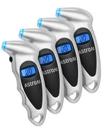 Digital Tire Pressure Gauge 0-150PSI Calibrated to ANSI B40.7 +/-1PSI, 4 Units for Car Truck Bicycle with Backlight LCD and Presta Valve Adaptor, Sliver, 4Pack