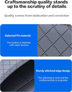 Self-Adhesive Car Seat Side Pocket Organizer with Cable Port - Black PU Leather Storage Pouch for Phone & Keys, Fits Gaps, Console & Door （Glossy Black）