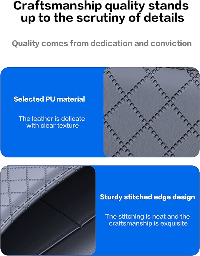 Self-Adhesive Car Seat Side Pocket Organizer with Cable Port - Black PU Leather Storage Pouch for Phone & Keys, Fits Gaps, Console & Door （Glossy Black）