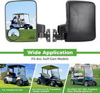 Golf Cart Mirror No Drilling Side Mirrors with Blind Spot Mirrors Universal for Yamaha, Club Car, EZGO, Folding Side Rear View Mirrors Adjustable 180 Degree HD Glass
