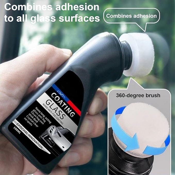 Hydrophobic Windshield Coating, with Long-Lasting Protection, 100ml, Car Windshield Anti Fog Brush, Automotive Window Protective Coating, Fast Drying, for Clear Vision