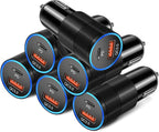 6 Pack USB C Car Charger, 38W Dual 12V USB-C & USB-A Car Charger Multi Port QC+PD 3.0 Fast Charging Cigarette Lighter Adapter Phone Plug for iPhone 17 16 15 14 13 12 Pro Galaxy Pixel Android