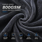 REDKISS 1P Large Microfiber Car Towels(35" × 24") for SUV Truck Detailing | 800 GSM Twist Loop Microfiber Drying Towel, Absorbent Streak-Free, Scratch-Free Car Wash Towel for Car Detailing