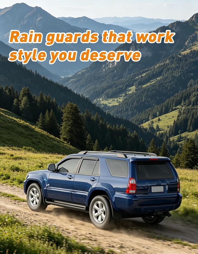 Low Profile Window Rain Guards Fit for 2009-2003 Toyota 4Runner Rain Guard Window Deflectors Extra-Thick Side Window Visors Vent Shades Tape-on Vent Visors Car Accessories