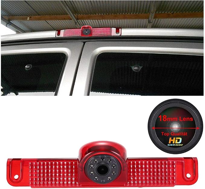 HD IP68 Third Roof Mount Brake Lamp Rear View Reverse Backup Camera Angle and Distance Adjustable Compatible with Chevrolet Express GMC Chevy Savana Exporer Cargo Van (Camera+7' Monitor)