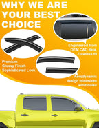 Extra-Thick Window Rain Guard for Toyota Tacoma 2005-2015 Double Cab Rain Guards Tape-on Side Truck Window Visors Low Profile Vent Visor Window Deflectors Vent Shades Car Accessories