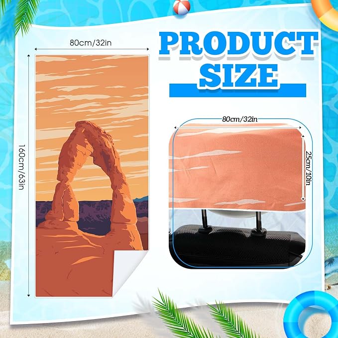 Car Seat Towel Covers with Storage Bag, 63 x 32 Inch Universal Non Slip Waterproof Sweat Protector for Car Truck, Gym Swimming Running, Machine Washable (2 Pack,Rock Arch)