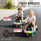 12V Electric Wiggle Car for Kids with Pedal, Display, Rechargeable Battery, LED Light, Bluetooth, Light-Up Wheels, Anti-Rollover, 2 Speeds, Ride on Toys, Birthday Gifts for Age 3+, 150Lbs