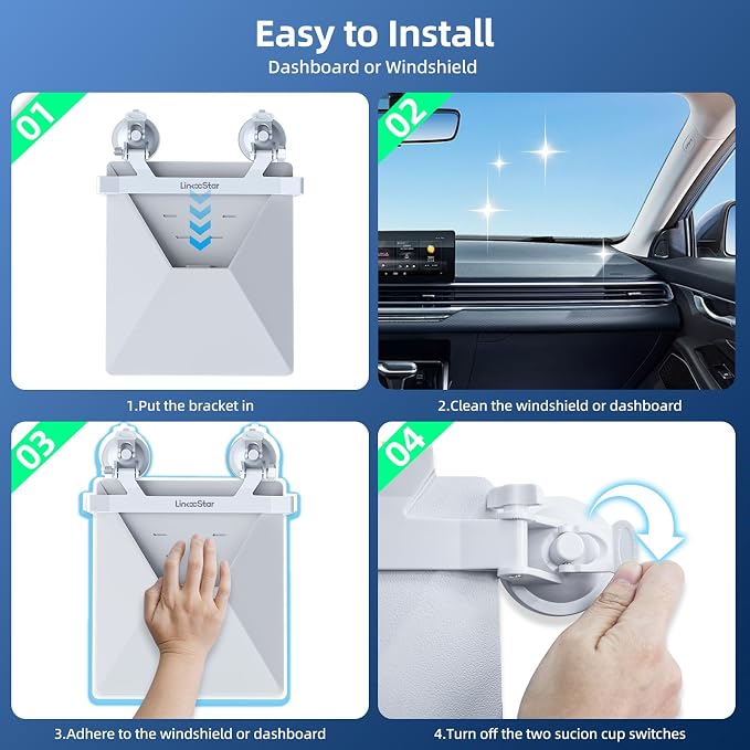 for Starlink Mini Car Mount for Dashboard, for Starlink Mini Suction Cup Mount for Dashboard & windshield, Secure Mounting Kit for Most Vehicles and Ensures Stable Driving and Satellite Signal