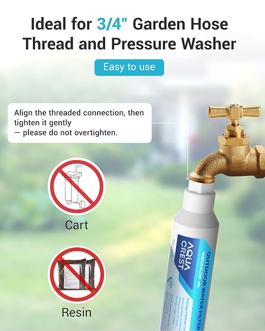 Inline Water Filter, Dedicated for Car Washing, Window & Yard Cleaning, Effectively Reduce Hard Water Spots, Soften Water, Upgraded Formula, 2 Pack with Hose Protector