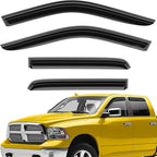 Extra Durable Window Deflectors Tape-On Window Visors Rain Guards Fit for Dodge Ram 1500 2009-2018 Crew Cab, Sun Visors, Wind Vent for Shades, Exterior Car Accessories - 4pcs. AG0028