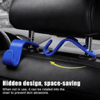Purse Hook for Car, 4 PCS Car Purse Hook Headrest Hooks, 360° Rotatable Back Seat Storage Organizer, Universal Vehicle Seat Hanger for Purses, Handbags, Grocery Bags, Water Bottles, Blue