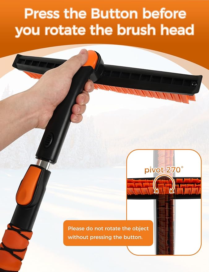 41" Ice Scrapers for Car Windshieldand Extendable Snow Brush with Foam Grip and 360° Pivoting Brush Head for Christmas Car Auto Truck SUV