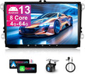 4+64G Android Car Radio Stereo with Wireless Carplay for VW Passat Tiguan Golf MK5 MK6 Jetta Skoda Seat Polo 9 Inch Capacitive Touch Screen Android Auto GPS Navigation Bluetooth FM GPS Radio