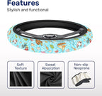 Blue Tropical Ocean Steering Wheel Cover, Polyester Non-Slip Car Wheel Grip, Universal 15 Inch Auto Accessory