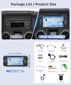Android Car Stereo for Jeep Wrangler 2007-2018 & Jeep Compass 2011-2015 with Wireless CarPlay Android Auto, 4G+64G 7 Inch Car Radio GPS Navigation WiFi SWC Bluetooth FM with Backup Camera