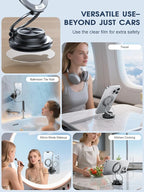 Ultra-Thin Vacuum Magnetic Car Phone Holder for MagSafe[108+LBS Strongest Suction & 3000gf Strongest Magnetic],360°Adjustable Suction Cup Phone Mount for Gym,Mirror,Men Women-Obsidian Black